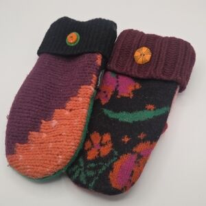 Baabaszuzu Colorful Floral Knit Wool Fleece Lined Mittens Gloves Mits